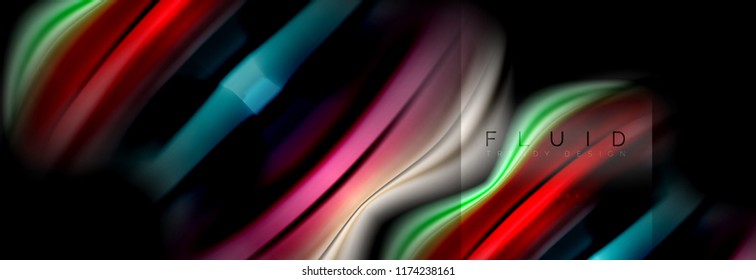 Formas abstractas del fluido arcoiris, diseño de colores líquidos, fondo de textura ondulada de mármol colorido o plástico, plantilla multicolor para presentación de negocios o tecnología o diseño de portada web
