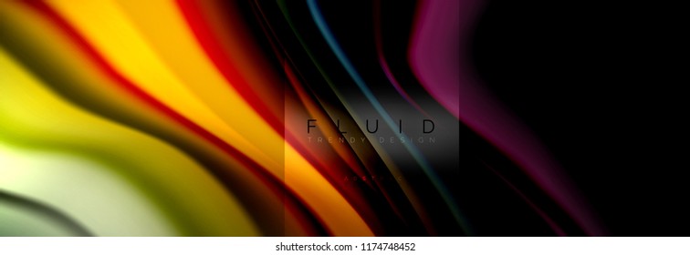 Rainbow fluid abstract shapes, liquid colors design, colorful marble or plastic wavy texture background, multicolored template for business or technology presentation or web brochure cover design