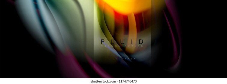 Rainbow fluid abstract shapes, liquid colors design, colorful marble or plastic wavy texture background, multicolored template for business or technology presentation or web brochure cover design
