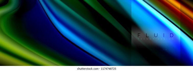 Rainbow fluid abstract shapes, liquid colors design, colorful marble or plastic wavy texture background, multicolored template for business or technology presentation or web brochure cover design