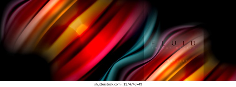 Rainbow fluid abstract shapes, liquid colors design, colorful marble or plastic wavy texture background, multicolored template for business or technology presentation or web brochure cover design