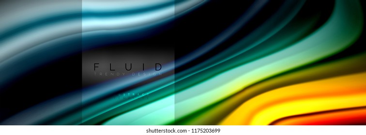 Rainbow fluid abstract shapes, liquid colors design, colorful marble or plastic wavy texture background, multicolored template for business or technology presentation or web brochure cover design