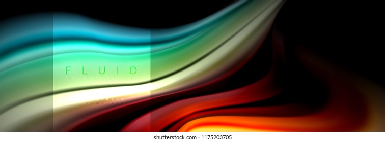 Rainbow fluid abstract shapes, liquid colors design, colorful marble or plastic wavy texture background, multicolored template for business or technology presentation or web brochure cover design