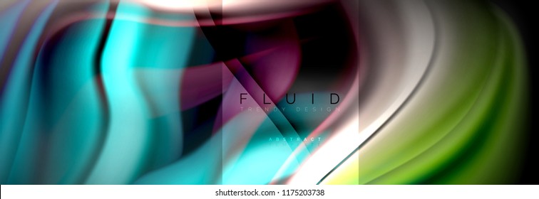 Rainbow fluid abstract shapes, liquid colors design, colorful marble or plastic wavy texture background, multicolored template for business or technology presentation or web brochure cover design