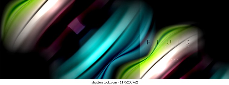 Rainbow fluid abstract shapes, liquid colors design, colorful marble or plastic wavy texture background, multicolored template for business or technology presentation or web brochure cover design