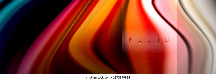 Rainbow fluid abstract shapes, liquid colors design, colorful marble or plastic wavy texture background, multicolored template for business or technology presentation or web brochure cover design