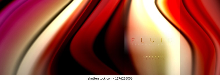 Rainbow fluid abstract shapes, liquid colors design, colorful marble or plastic wavy texture background, multicolored template for business or technology presentation or web brochure cover design