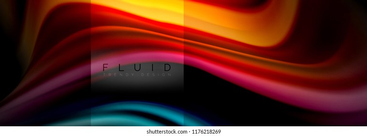 Rainbow fluid abstract shapes, liquid colors design, colorful marble or plastic wavy texture background, multicolored template for business or technology presentation or web brochure cover design