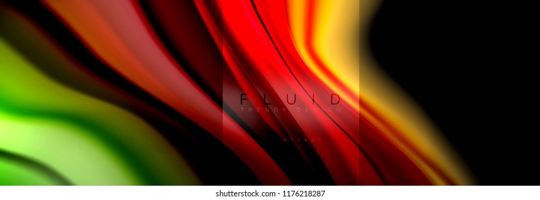 Rainbow fluid abstract shapes, liquid colors design, colorful marble or plastic wavy texture background, multicolored template for business or technology presentation or web brochure cover design