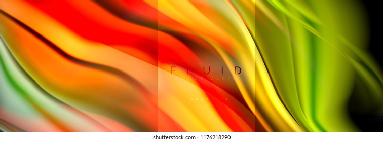 Rainbow fluid abstract shapes, liquid colors design, colorful marble or plastic wavy texture background, multicolored template for business or technology presentation or web brochure cover design