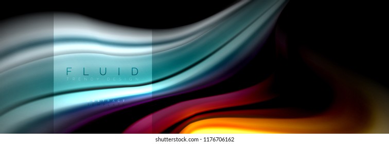 Rainbow fluid abstract shapes, liquid colors design, colorful marble or plastic wavy texture background, multicolored template for business or technology presentation or web brochure cover design