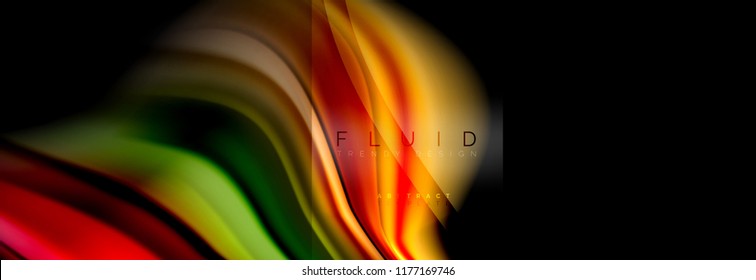 Rainbow fluid abstract shapes, liquid colors design, colorful marble or plastic wavy texture background, multicolored template for business or technology presentation or web brochure cover design