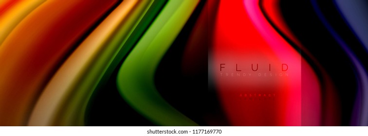 Rainbow fluid abstract shapes, liquid colors design, colorful marble or plastic wavy texture background, multicolored template for business or technology presentation or web brochure cover design