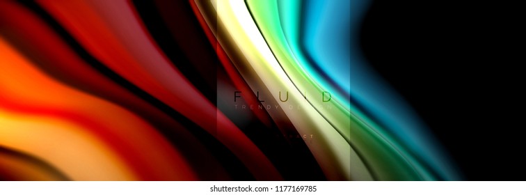 Rainbow fluid abstract shapes, liquid colors design, colorful marble or plastic wavy texture background, multicolored template for business or technology presentation or web brochure cover design