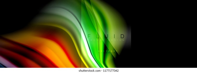 Rainbow fluid abstract shapes, liquid colors design, colorful marble or plastic wavy texture background, multicolored template for business or technology presentation or web brochure cover design