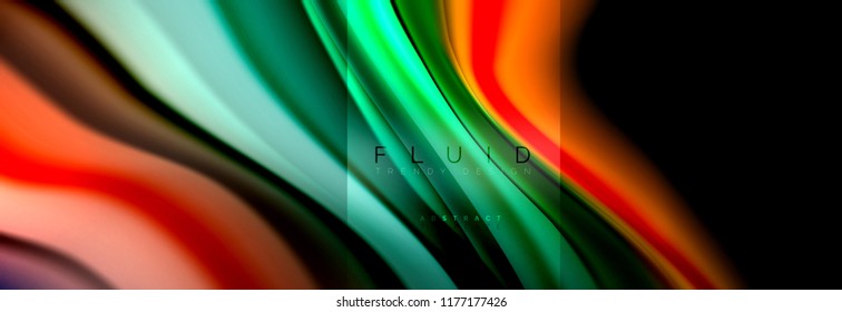 Rainbow fluid abstract shapes, liquid colors design, colorful marble or plastic wavy texture background, multicolored template for business or technology presentation or web brochure cover design