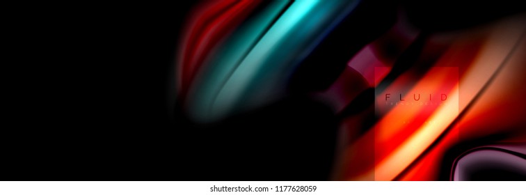 Rainbow fluid abstract shapes, liquid colors design, colorful marble or plastic wavy texture background, multicolored template for business or technology presentation or web brochure cover design