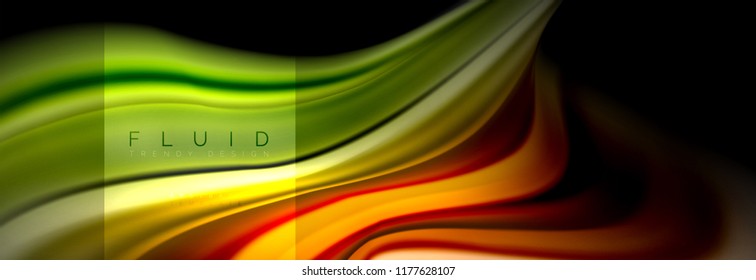Abstrakte Formen von Regenbogenflüssigkeiten, flüssige Farbgestaltung, bunter Marmor- oder Kunststoffhintergrund, mehrfarbige Vorlage für Geschäfts- oder Technologiepräsentation oder Webbroschürendesign