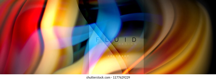 Rainbow fluid abstract shapes, liquid colors design, colorful marble or plastic wavy texture background, multicolored template for business or technology presentation or web brochure cover design