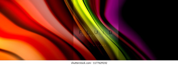 Rainbow fluid abstract shapes, liquid colors design, colorful marble or plastic wavy texture background, multicolored template for business or technology presentation or web brochure cover design