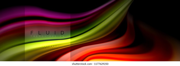 Rainbow fluid abstract shapes, liquid colors design, colorful marble or plastic wavy texture background, multicolored template for business or technology presentation or web brochure cover design