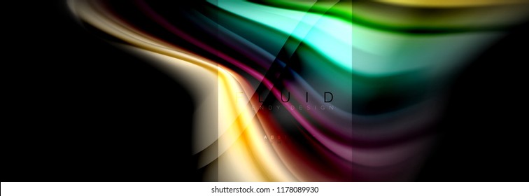 Abstrakte Formen von Regenbogenflüssigkeiten, flüssige Farbgestaltung, bunter Marmor- oder Kunststoffhintergrund, mehrfarbige Vorlage für Geschäfts- oder Technologiepräsentation oder Webbroschürendesign