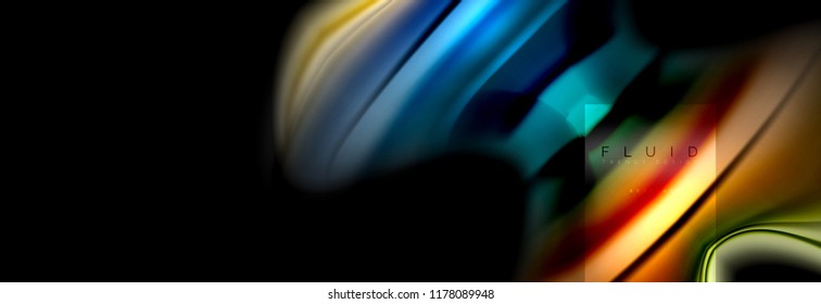 Rainbow fluid abstract shapes, liquid colors design, colorful marble or plastic wavy texture background, multicolored template for business or technology presentation or web brochure cover design