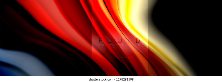 Rainbow fluid abstract shapes, liquid colors design, colorful marble or plastic wavy texture background, multicolored template for business or technology presentation or web brochure cover design