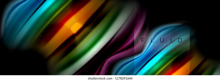 Formas abstractas del fluido arcoiris, diseño de colores líquidos, fondo de textura ondulada de mármol colorido o plástico, plantilla multicolor para presentación de negocios o tecnología o diseño de portada web
