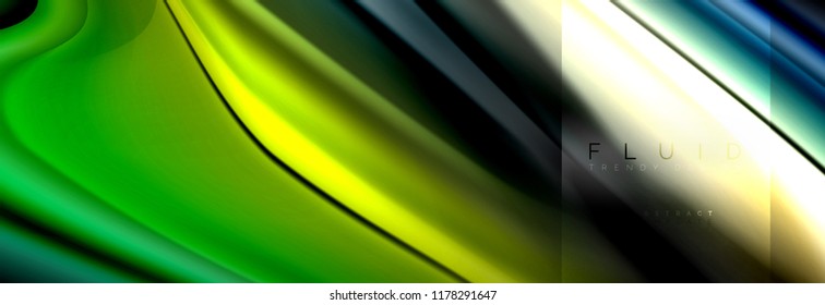 Rainbow fluid abstract shapes, liquid colors design, colorful marble or plastic wavy texture background, multicolored template for business or technology presentation or web brochure cover design