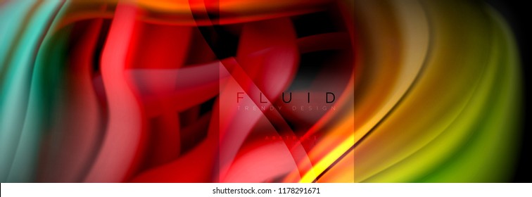Rainbow fluid abstract shapes, liquid colors design, colorful marble or plastic wavy texture background, multicolored template for business or technology presentation or web brochure cover design