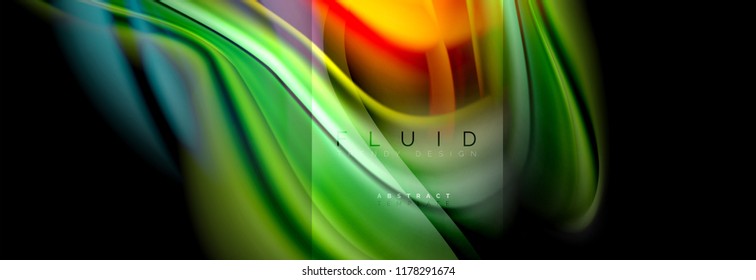 Rainbow fluid abstract shapes, liquid colors design, colorful marble or plastic wavy texture background, multicolored template for business or technology presentation or web brochure cover design