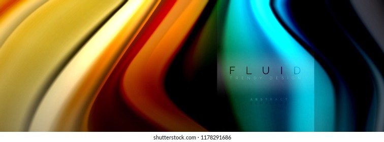 Rainbow fluid abstract shapes, liquid colors design, colorful marble or plastic wavy texture background, multicolored template for business or technology presentation or web brochure cover design