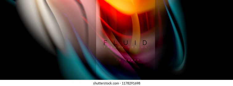 Rainbow fluid abstract shapes, liquid colors design, colorful marble or plastic wavy texture background, multicolored template for business or technology presentation or web brochure cover design