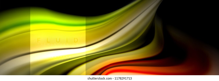 Rainbow fluid abstract shapes, liquid colors design, colorful marble or plastic wavy texture background, multicolored template for business or technology presentation or web brochure cover design