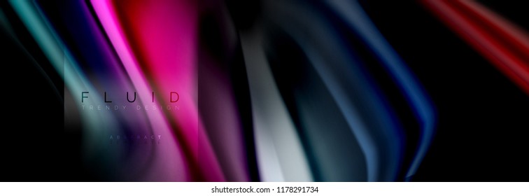 Rainbow fluid abstract shapes, liquid colors design, colorful marble or plastic wavy texture background, multicolored template for business or technology presentation or web brochure cover design