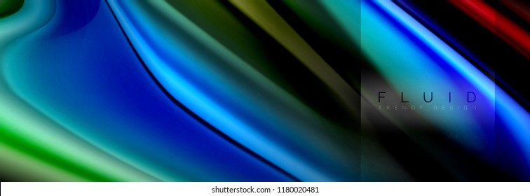 Rainbow fluid abstract shapes, liquid colors design, colorful marble or plastic wavy texture background, multicolored template for business or technology presentation or web brochure cover design