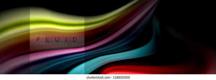 Rainbow fluid abstract shapes, liquid colors design, colorful marble or plastic wavy texture background, multicolored template for business or technology presentation or web brochure cover design