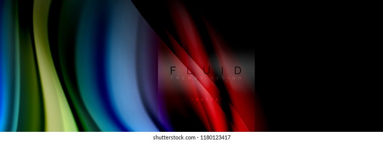 Rainbow fluid abstract shapes, liquid colors design, colorful marble or plastic wavy texture background, multicolored template for business or technology presentation or web brochure cover design