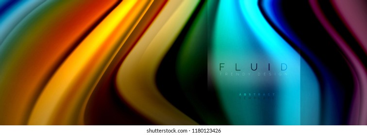 Rainbow fluid abstract shapes, liquid colors design, colorful marble or plastic wavy texture background, multicolored template for business or technology presentation or web brochure cover design