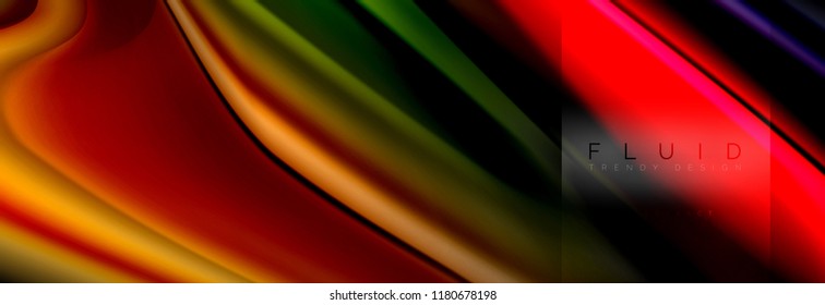 Rainbow fluid abstract shapes, liquid colors design, colorful marble or plastic wavy texture background, multicolored template for business or technology presentation or web brochure cover design