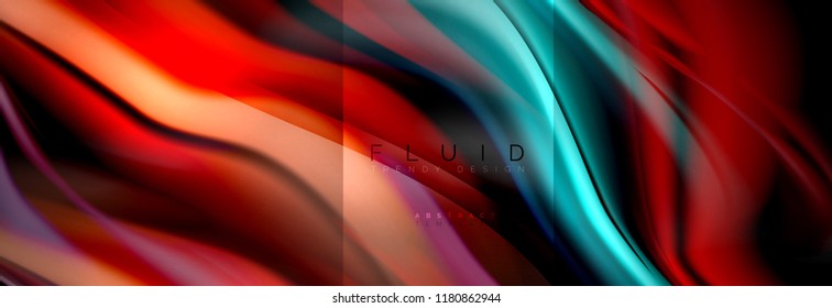Rainbow fluid abstract shapes, liquid colors design, colorful marble or plastic wavy texture background, multicolored template for business or technology presentation or web brochure cover design