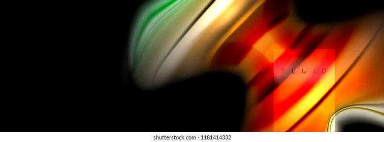 Rainbow fluid abstract shapes, liquid colors design, colorful marble or plastic wavy texture background, multicolored template for business or technology presentation or web brochure cover design