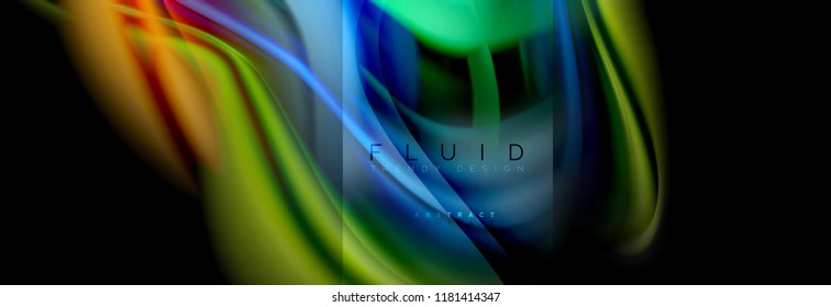 Rainbow fluid abstract shapes, liquid colors design, colorful marble or plastic wavy texture background, multicolored template for business or technology presentation or web brochure cover design