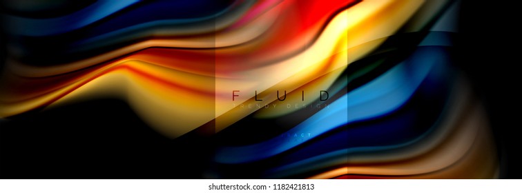 Rainbow fluid abstract shapes, liquid colors design, colorful marble or plastic wavy texture background, multicolored template for business or technology presentation or web brochure cover design