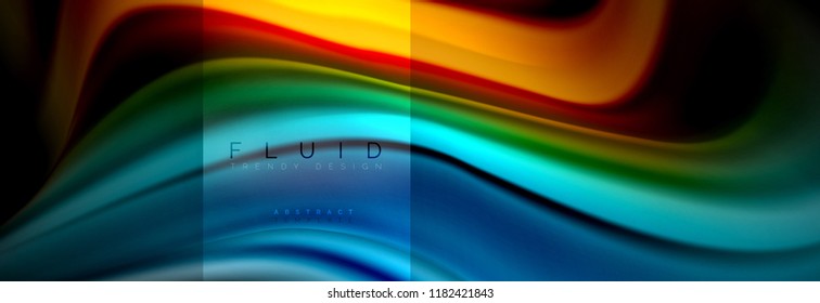 Rainbow fluid abstract shapes, liquid colors design, colorful marble or plastic wavy texture background, multicolored template for business or technology presentation or web brochure cover design