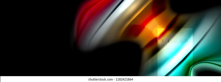 Rainbow fluid abstract shapes, liquid colors design, colorful marble or plastic wavy texture background, multicolored template for business or technology presentation or web brochure cover design