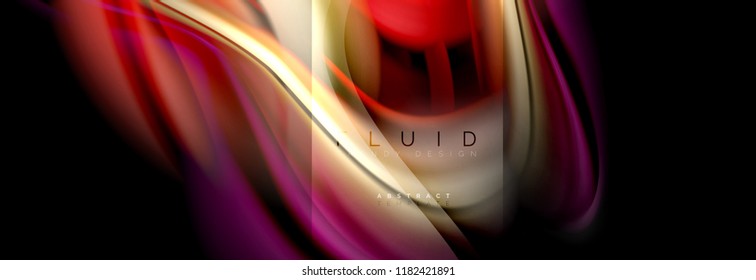 Rainbow fluid abstract shapes, liquid colors design, colorful marble or plastic wavy texture background, multicolored template for business or technology presentation or web brochure cover design