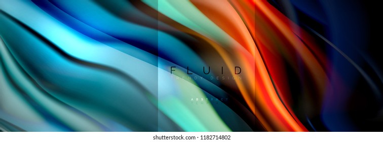 Rainbow fluid abstract shapes, liquid colors design, colorful marble or plastic wavy texture background, multicolored template for business or technology presentation or web brochure cover design