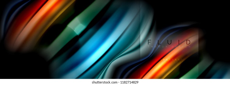 Rainbow fluid abstract shapes, liquid colors design, colorful marble or plastic wavy texture background, multicolored template for business or technology presentation or web brochure cover design